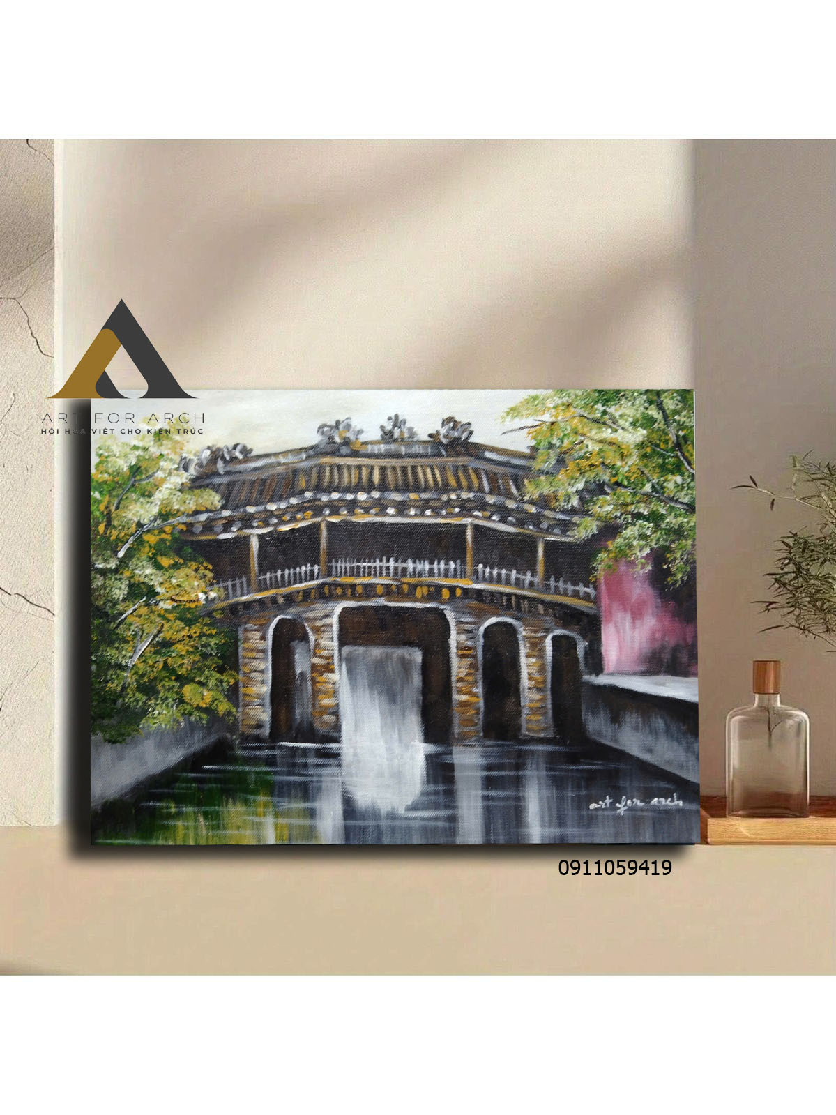 Tranh Chùa cầu Hội An 02 g2 35x30