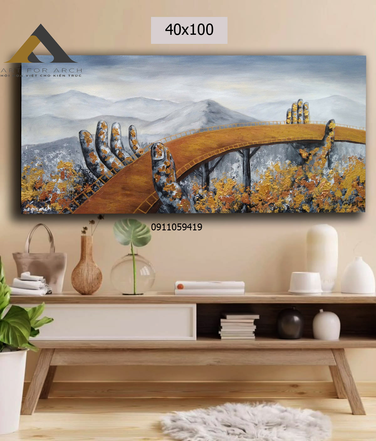 Tranh cầu vàng Đà Nẵng 40x80 g2
