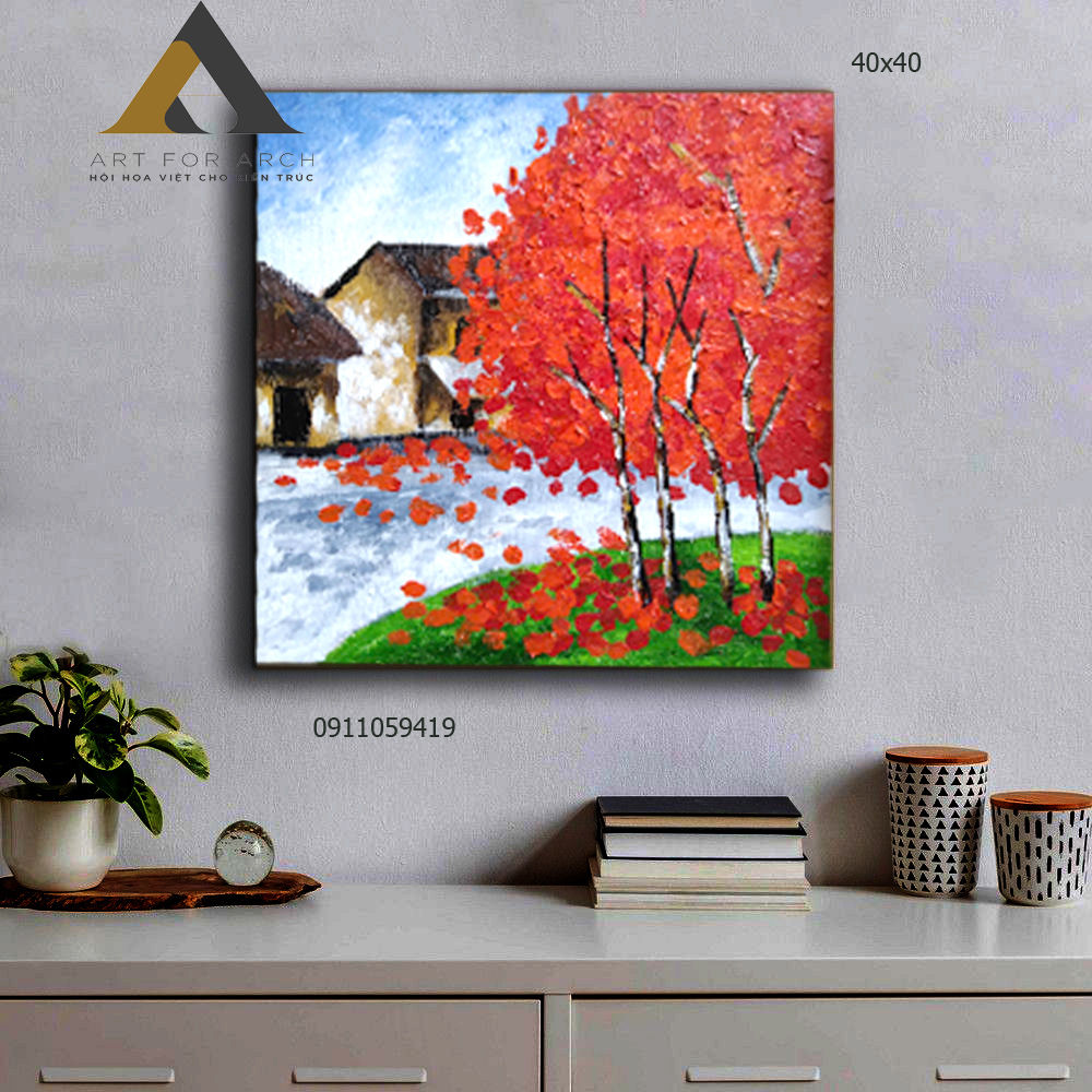 Tranh cây red01 40x40 g2