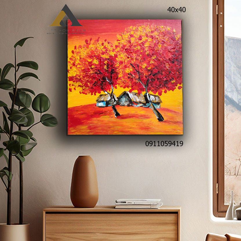 Tranh cây red02 40x40