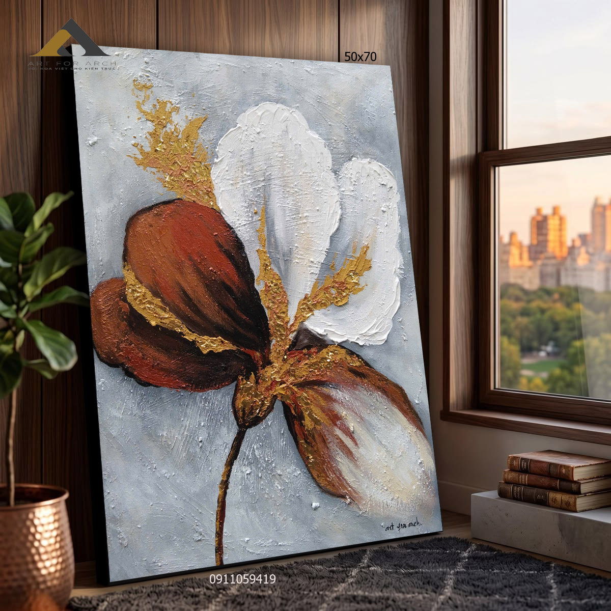 Tranh đơn hoa 50x70 g2