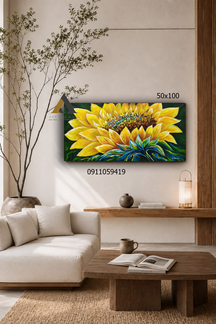 Tranh đơn hoa hướng dương 02 50x100 g2