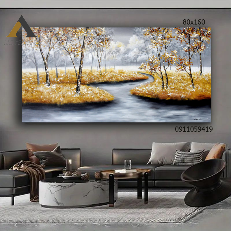 Tranh hàng cây ven sông 01 80x160