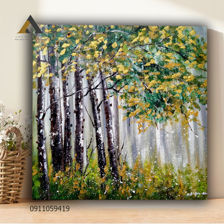 Tranh hàng cây xanh 50x50 g2