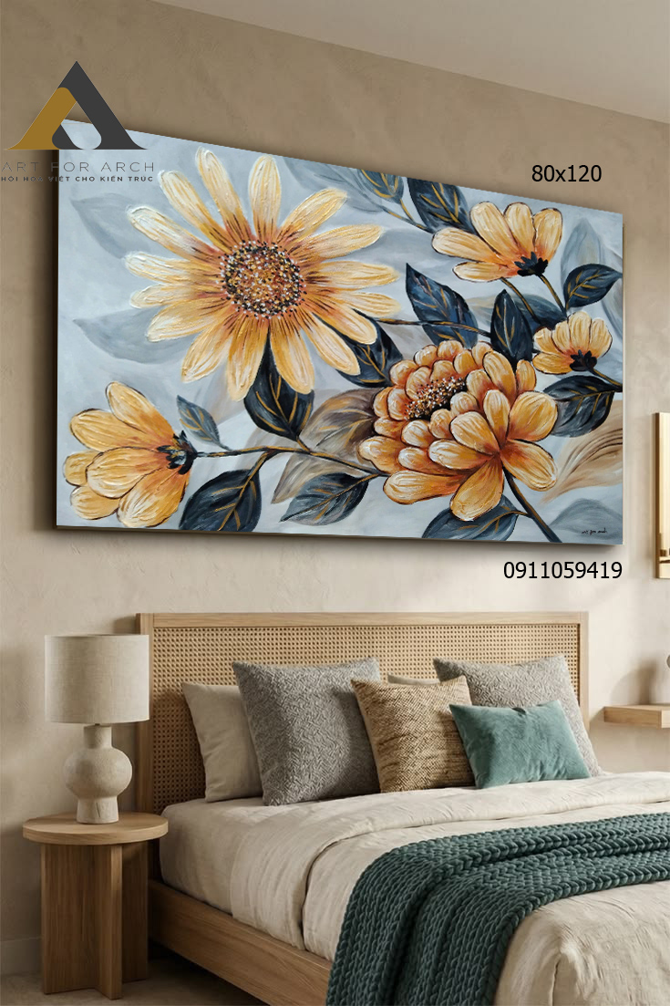 Tranh hoa đắp bay 80x120 g2