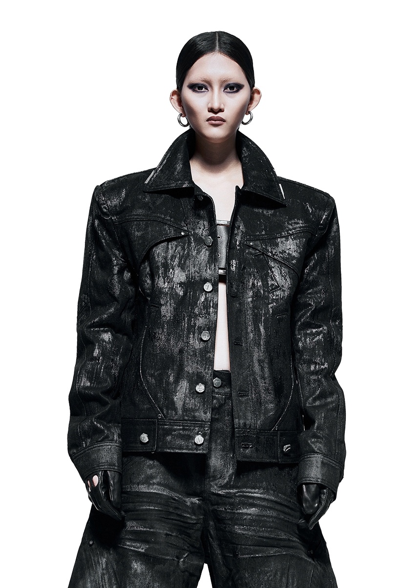 AK.085B Black Waxed Denim Jacket