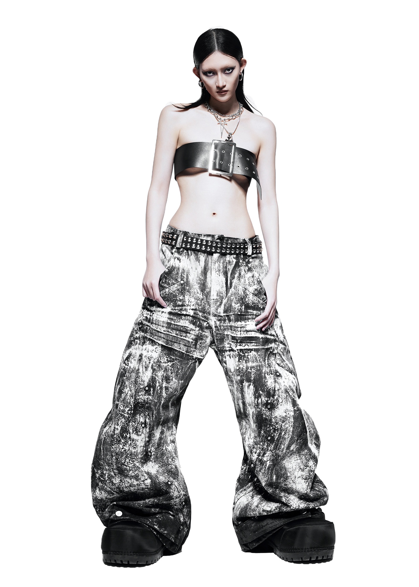 QD.115C Smoke Waxed S-Wide Pants