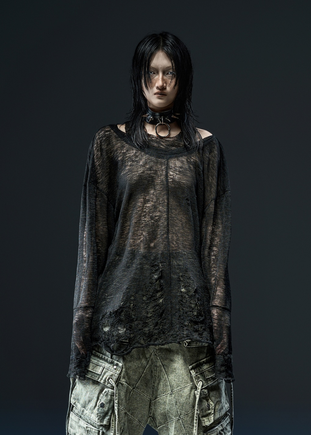 AD.067 Ripped Over Knit Top