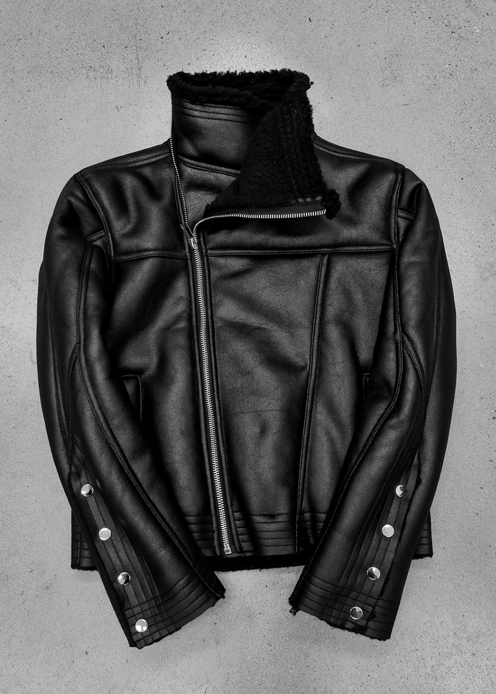 AK.084B Black Shearling Leather Jacket