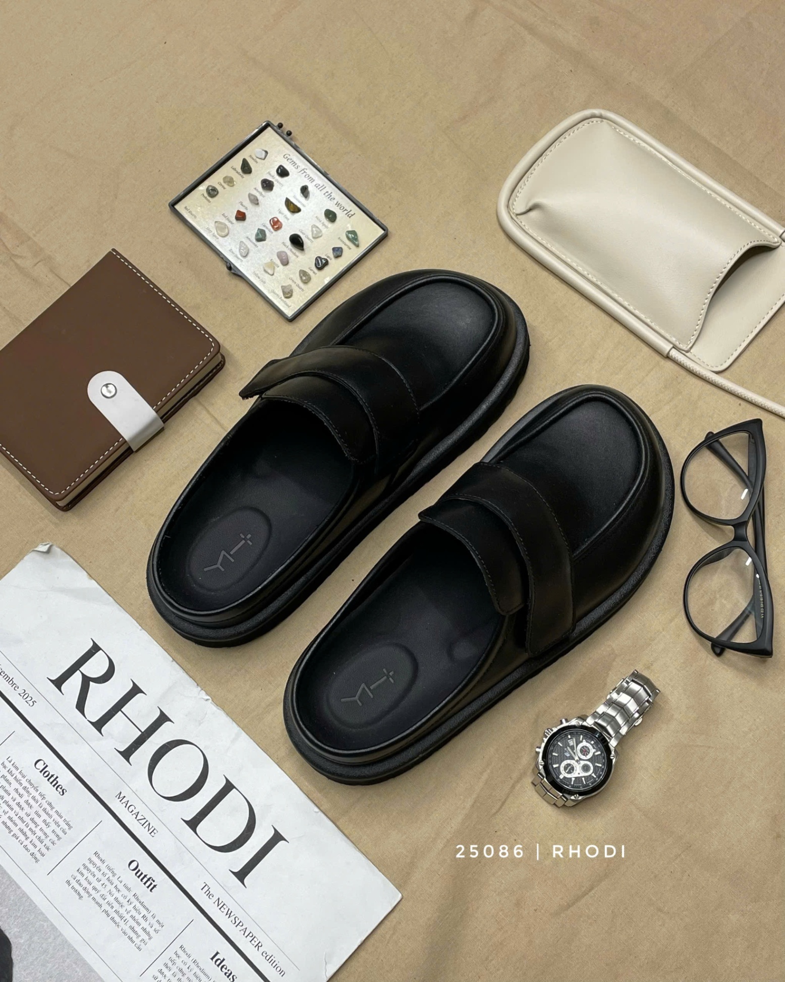 Giày mules da trơn 25086 YH