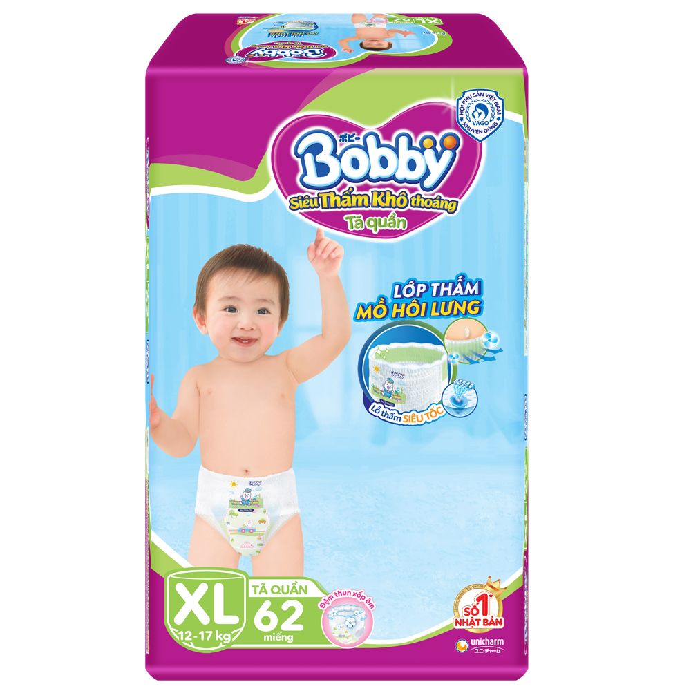 Bỉm Bobby quần XL62 (12-17kg)