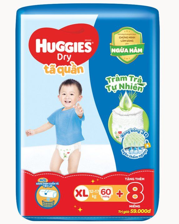 Bỉm - Tã quần Huggies XL60 + 8M