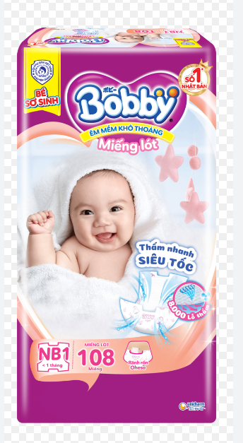 Bỉm tã dán Bobby size Newborn (108 miếng)