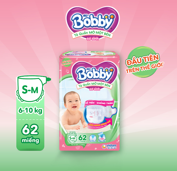 Tã quần Bobby mở 1 bên size S-M 62M (6 - 10 kg)