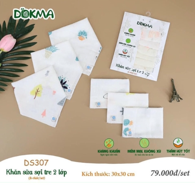 Khăn sữa sợi tre Dokma( Set 6c)