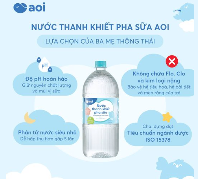 Nước tinh khiết pha sữa Aoi 1,5L
