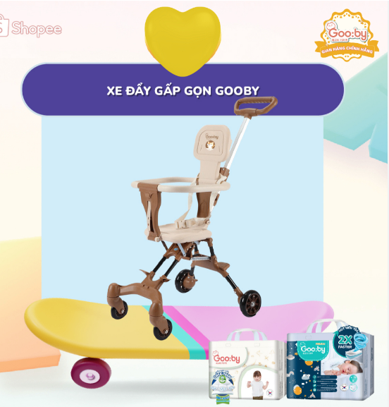 Xe đẩy gấp gọn Gooby ( 10 bịch)