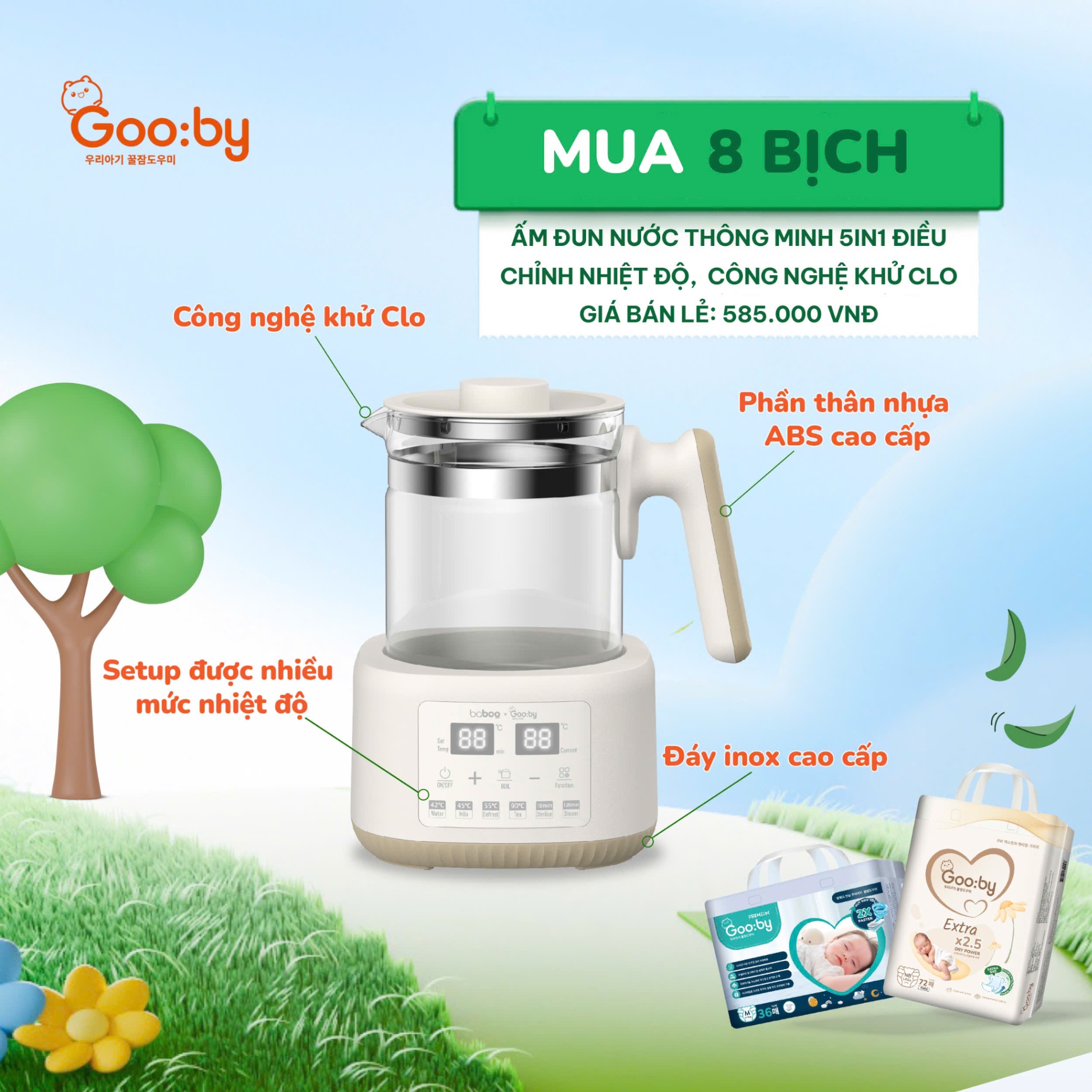 Ấm đun nươc Gooby (8 bịch)