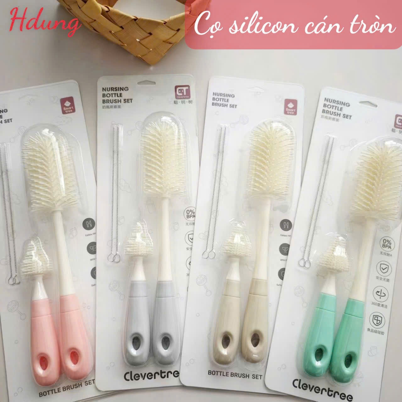 Sét 2 cọ rửa bình silicone Hàn Quốc