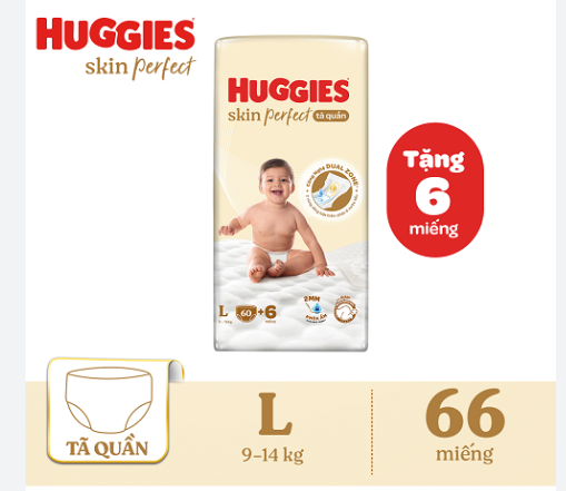 Bỉm - Tã quần Huggies Skin Perfect L60