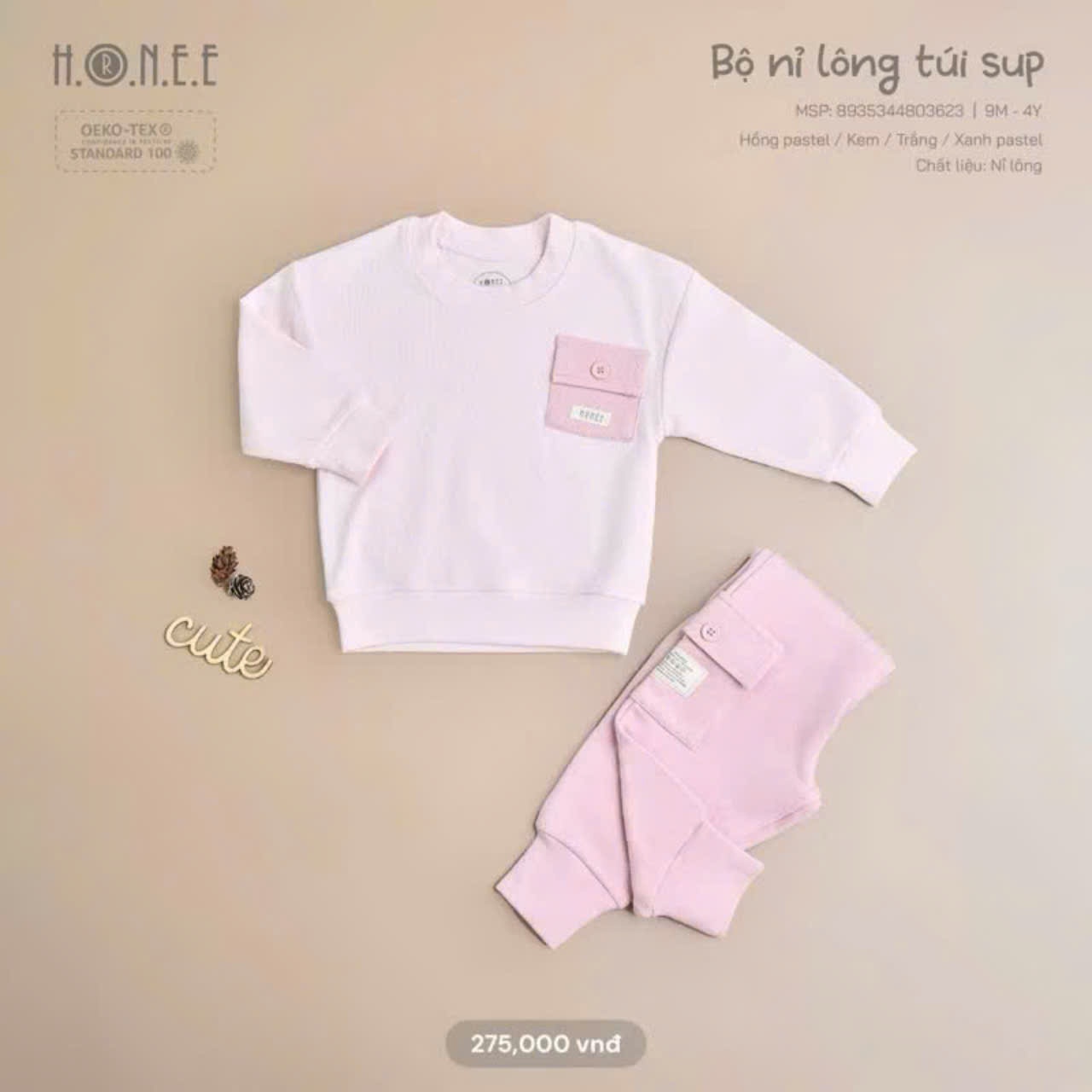 Bộ nỉ lông túi sup