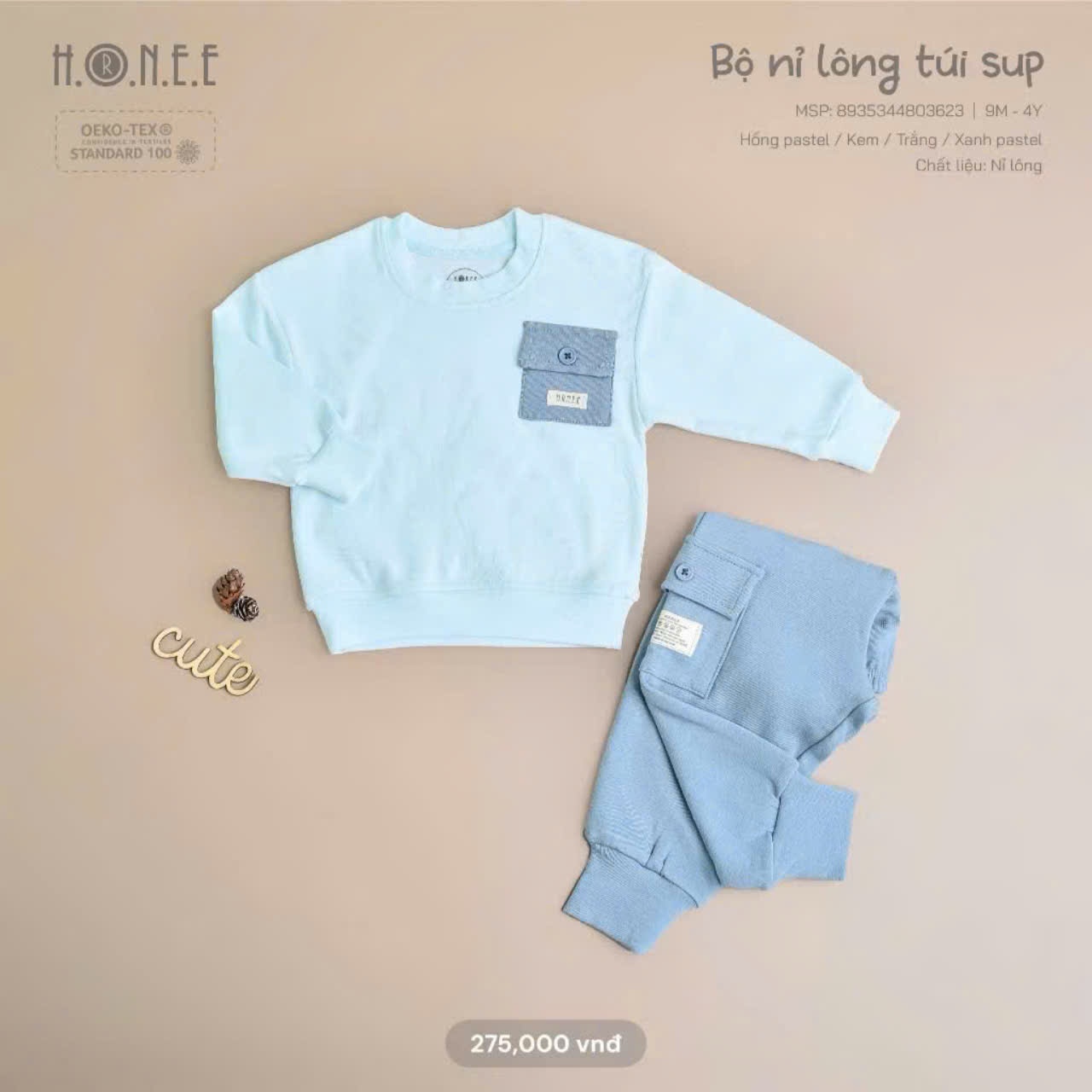 Bộ nỉ lông túi sup