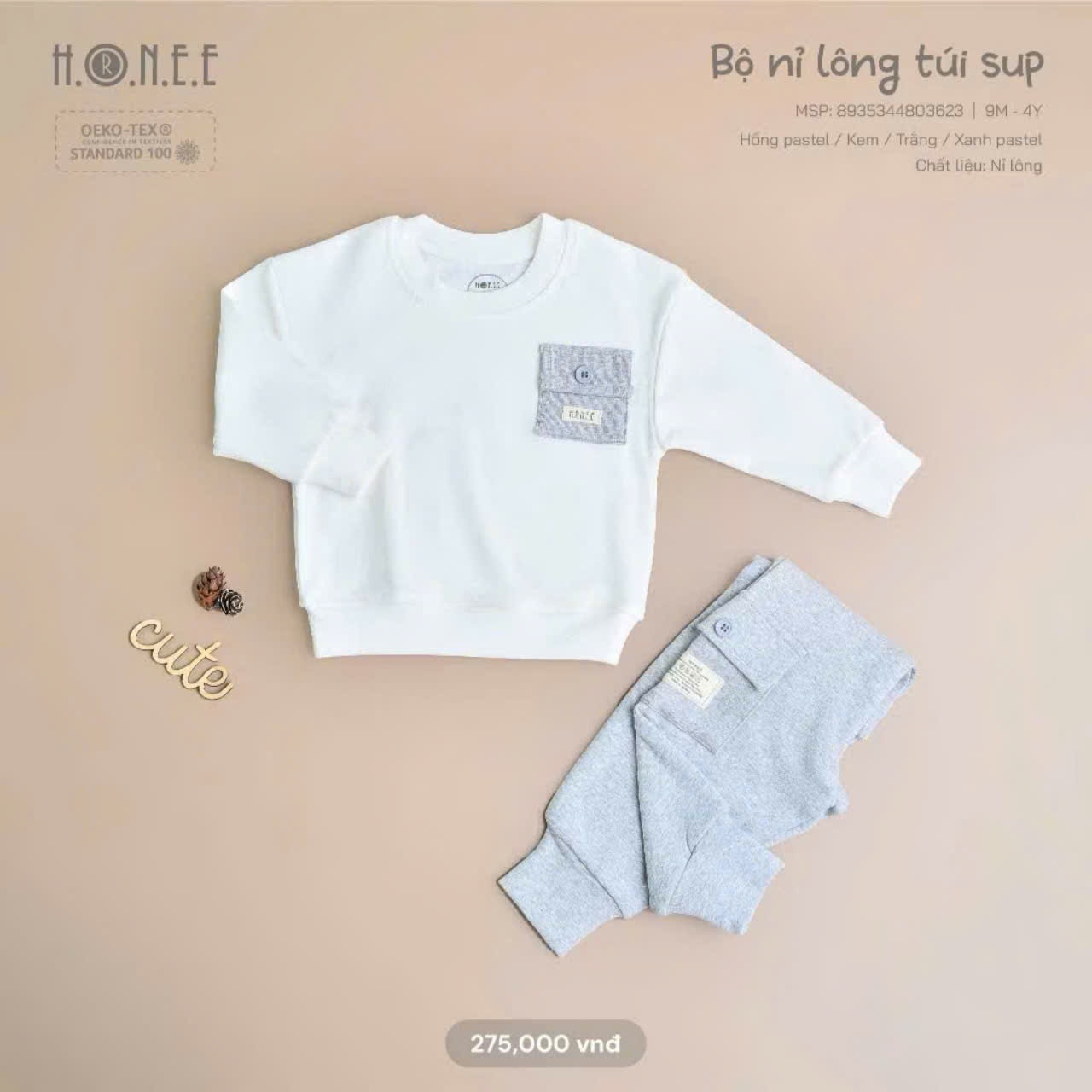 Bộ nỉ lông túi sup