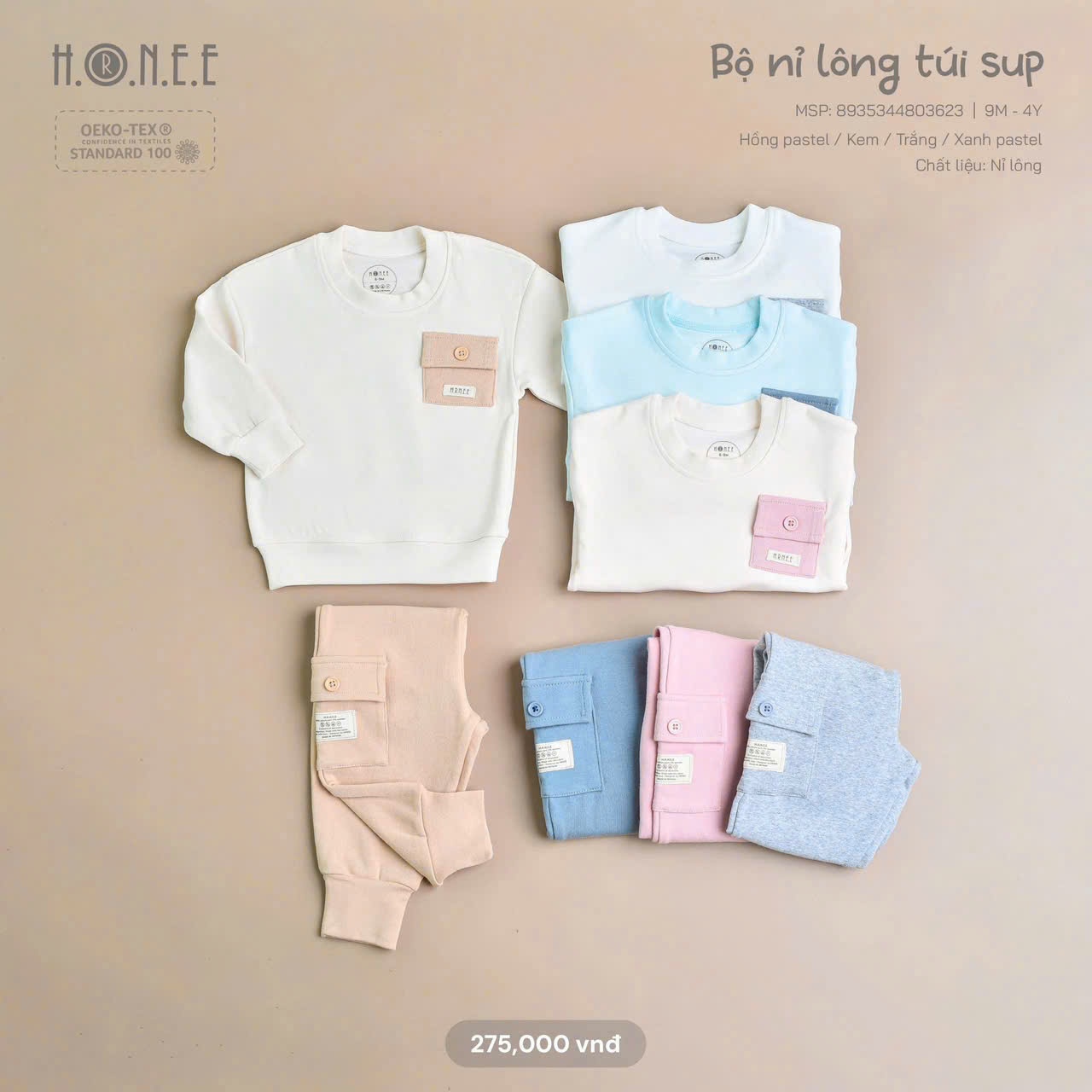 Bộ nỉ lông túi sup