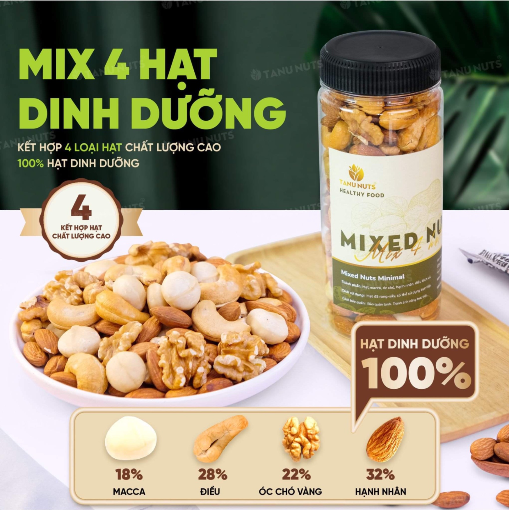 Hạt Dinh Dưỡng 4 Vị TN Hộp 350gr