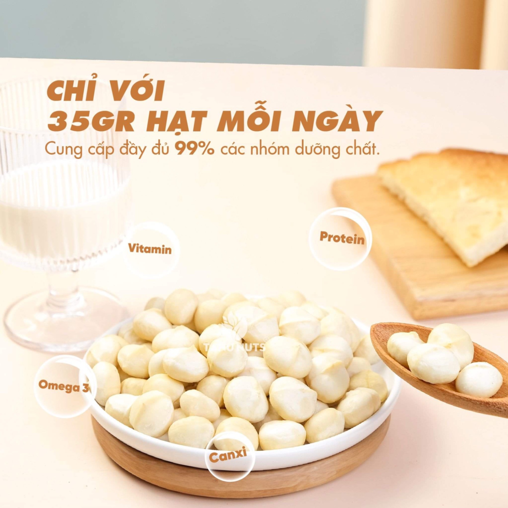 Macca Tách Vỏ Nhân Nguyên Hộp 350gr