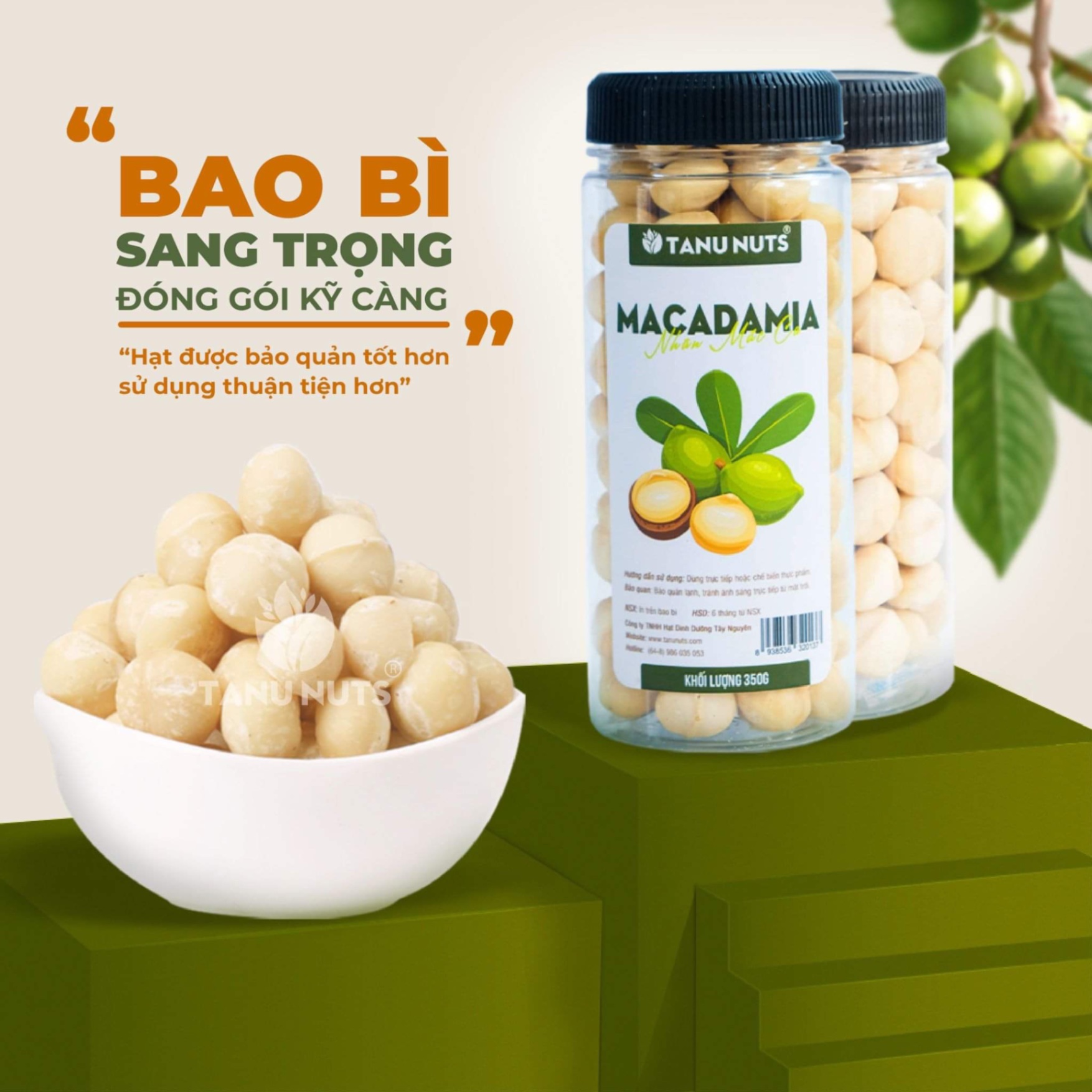 Macca Tách Vỏ Nhân Nguyên Hộp 350gr