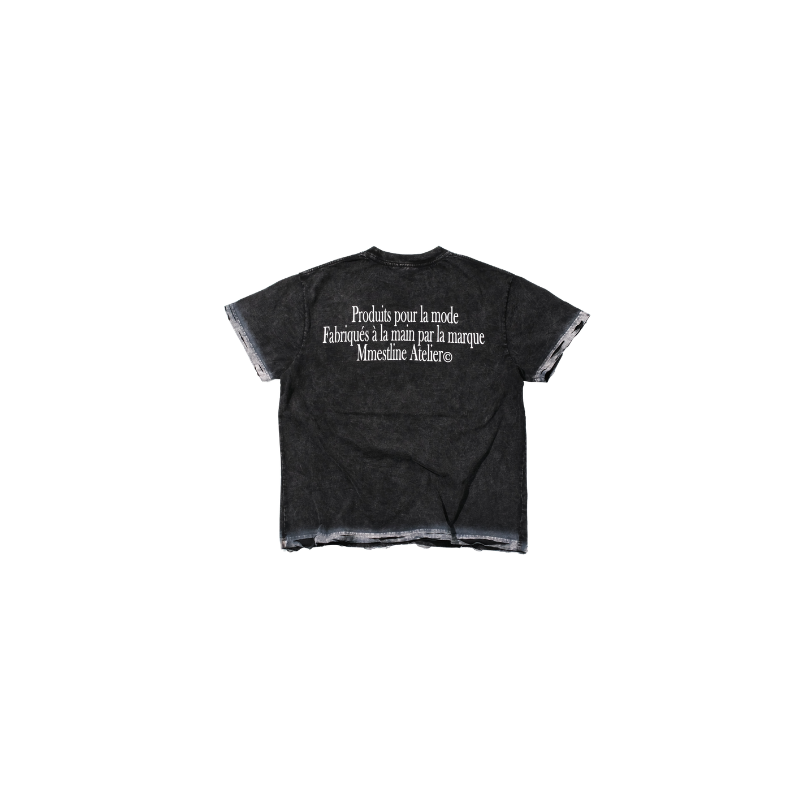[PREMIUM] MMESTLINE "PJ. 01" DISTRESSED BOXY TEE / WASHED BLACK