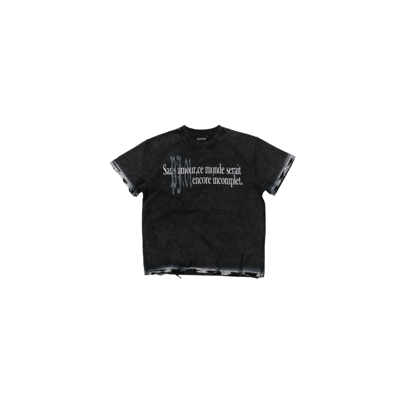 [PREMIUM] MMESTLINE "PJ. 01" DISTRESSED BOXY TEE / WASHED BLACK