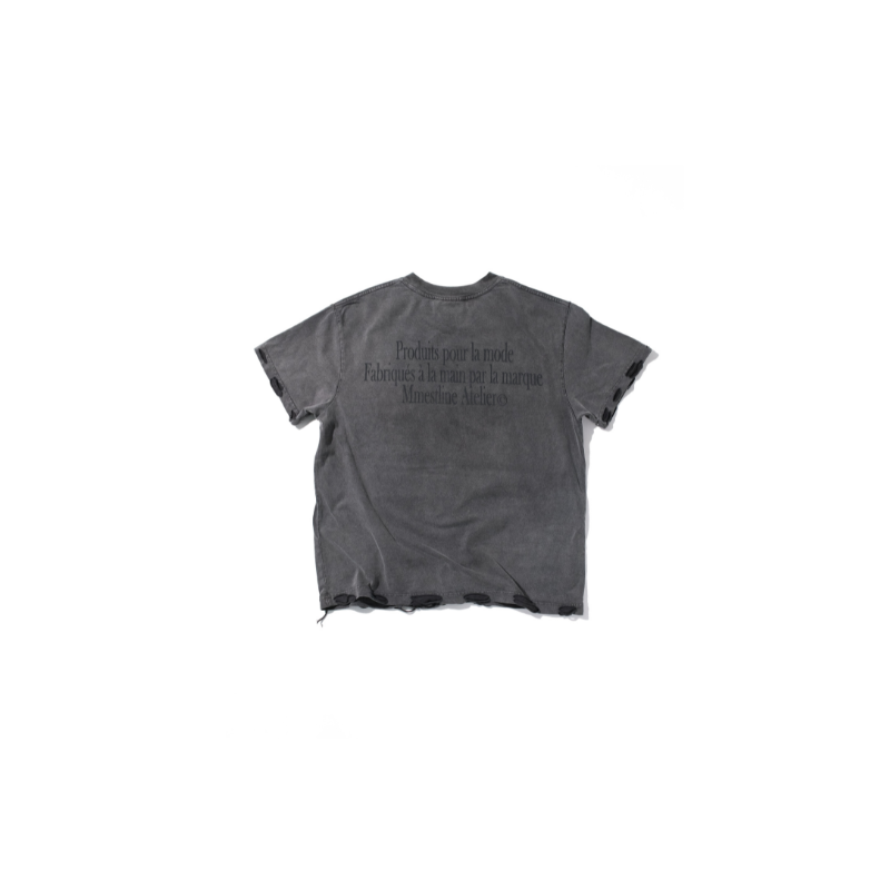 [PREMIUM] MMESTLINE "PJ. 01" DISTRESSED BOXY TEE / WASHED GREY