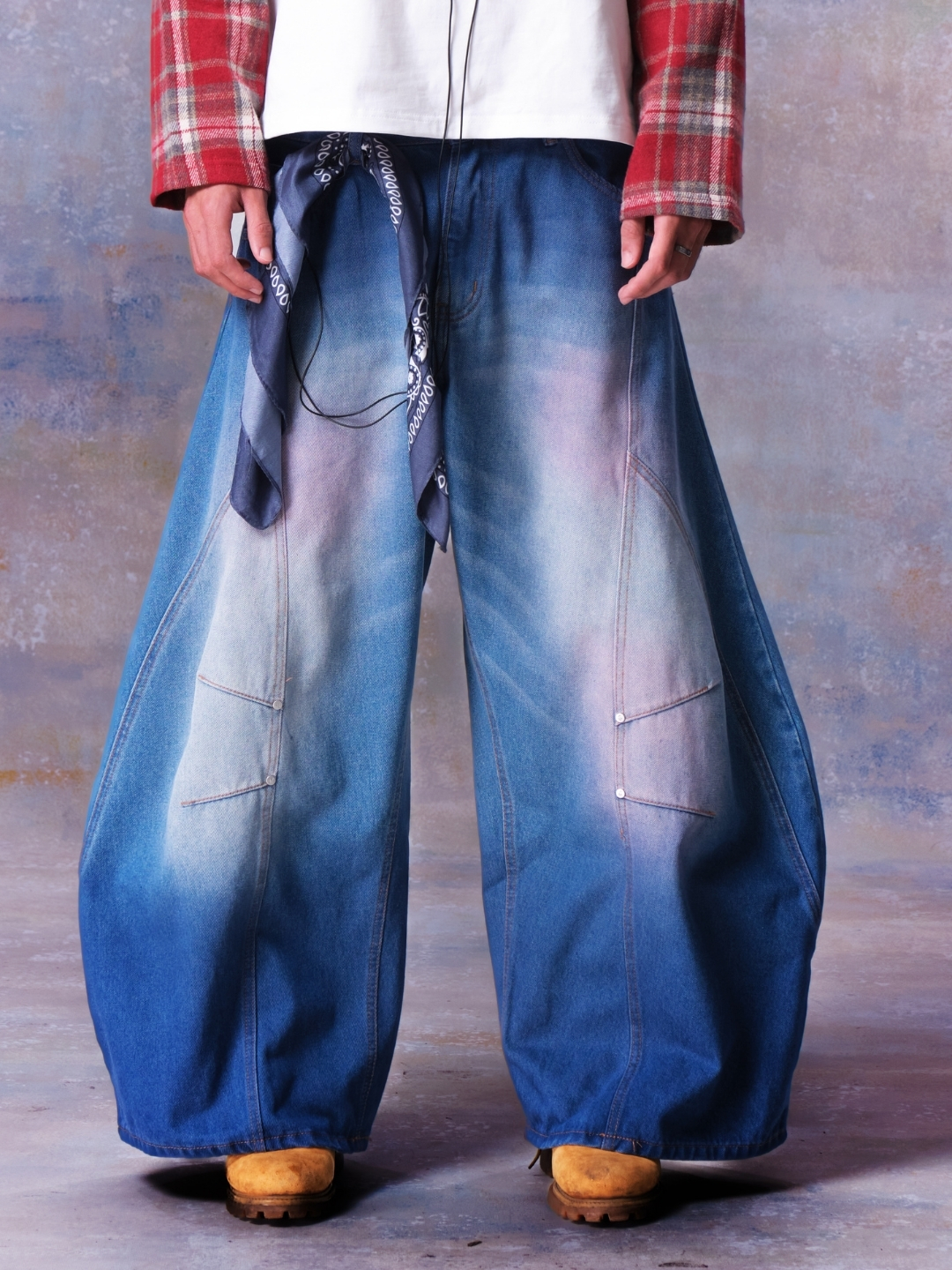 MMESTLINE "ABYSS" BARREL JEANS / WASHED BLUE