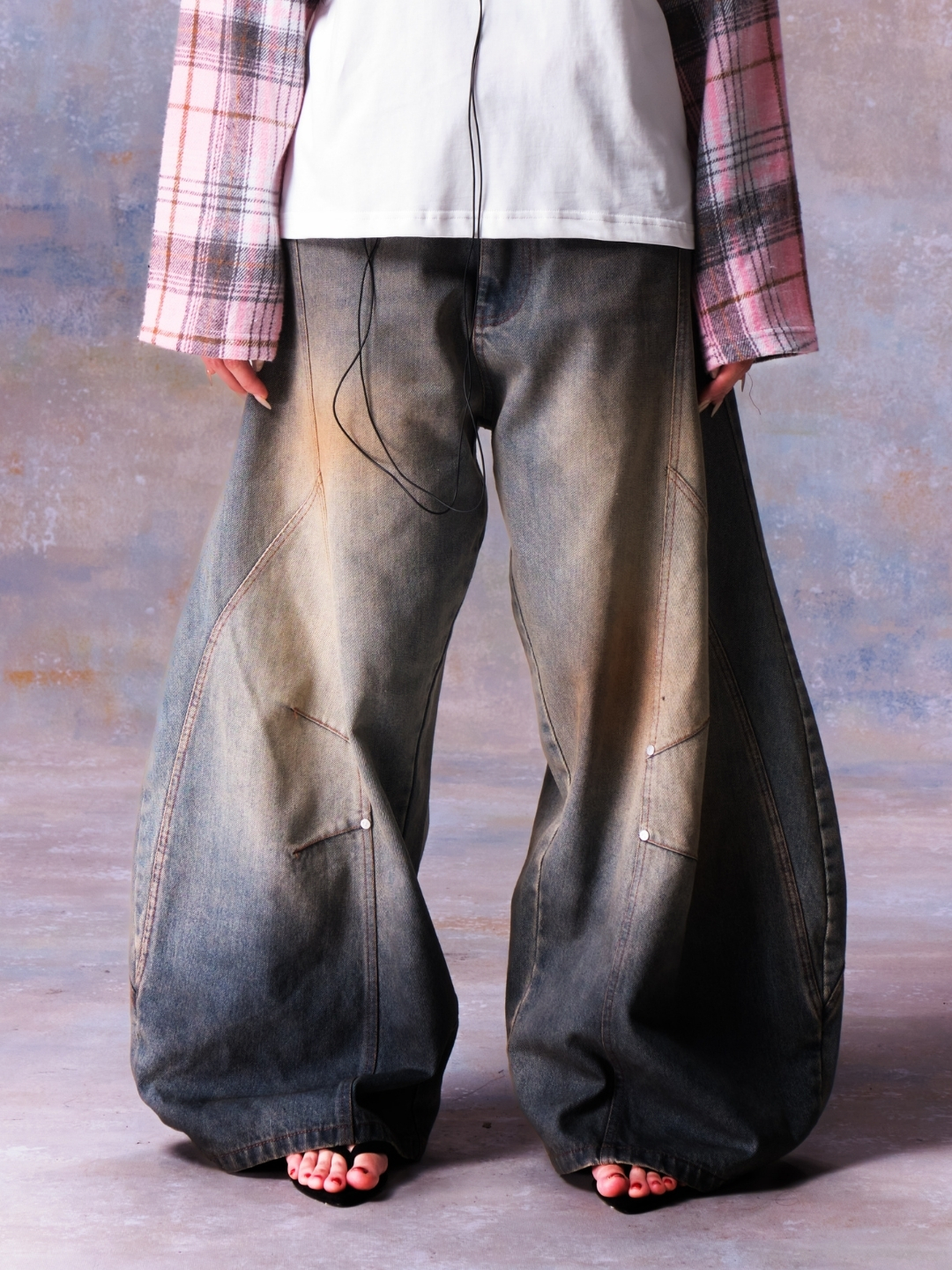 MMESTLINE "ABYSS" BARREL JEANS / WASHED BROWN