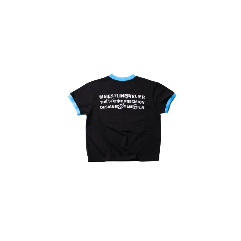 MMESTLINE "STARBLINK" RINGER BOXY TEE / BLACK