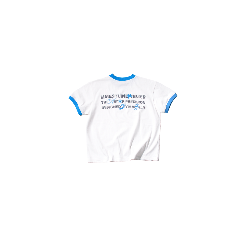 MMESTLINE "STARBLINK" RINGER BOXY TEE / WHITE