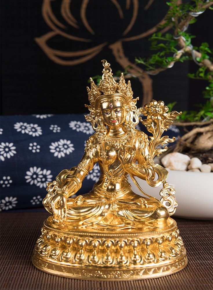 TƯỢNG BẠCH TARA ĐỒNG KIM SẮC 16CM-02