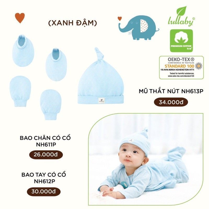 Lulaby - Mũ thắt nút , bao tay chân có cổ NH6123P