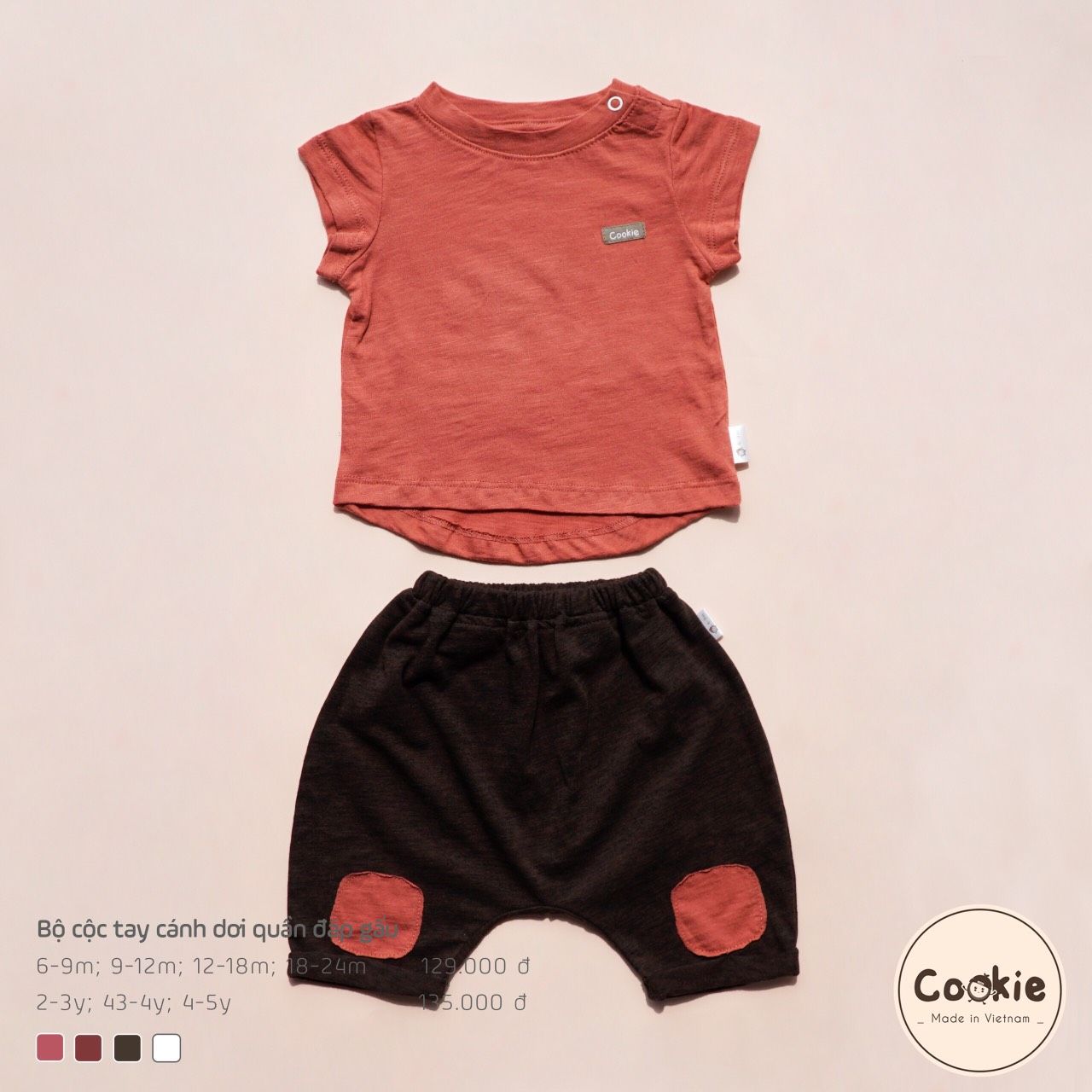Cookie - Bộ cộc tay cài vai quần đáp gối CK0255