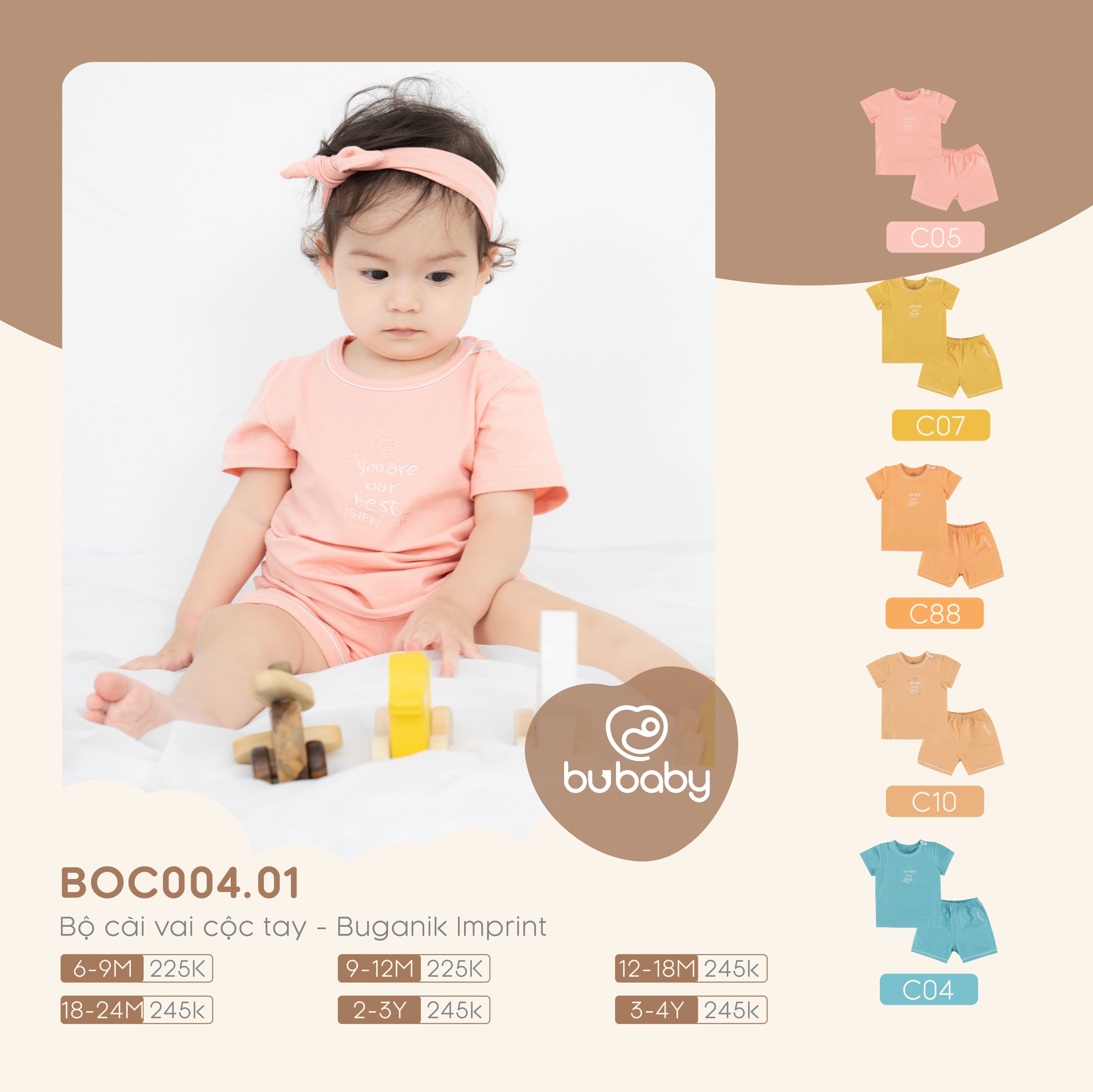 Bu baby - Bộ cài vai cộc tay Buganik BOC004.01