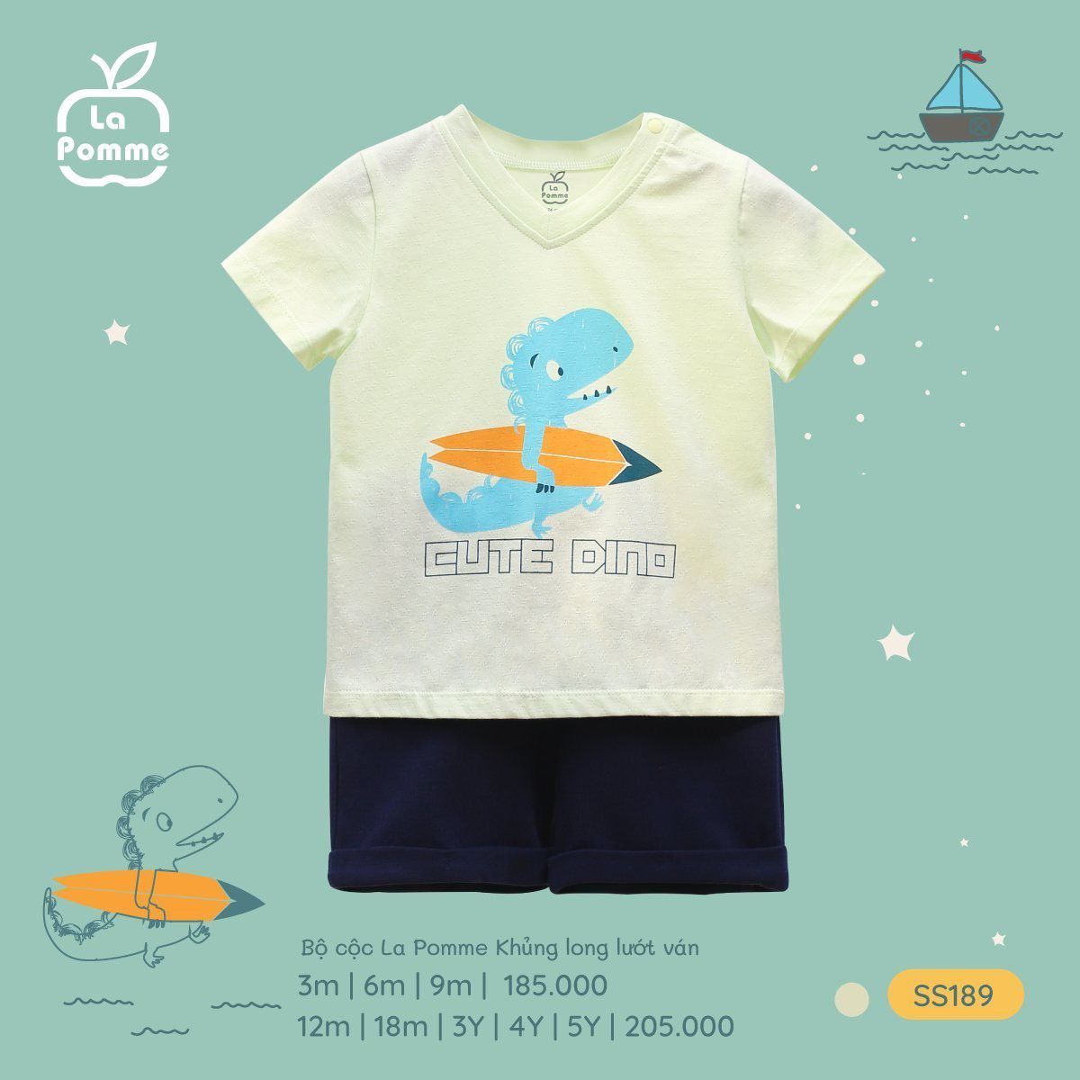 Lapome - Bộ cộc khủng long lướt ván SS189