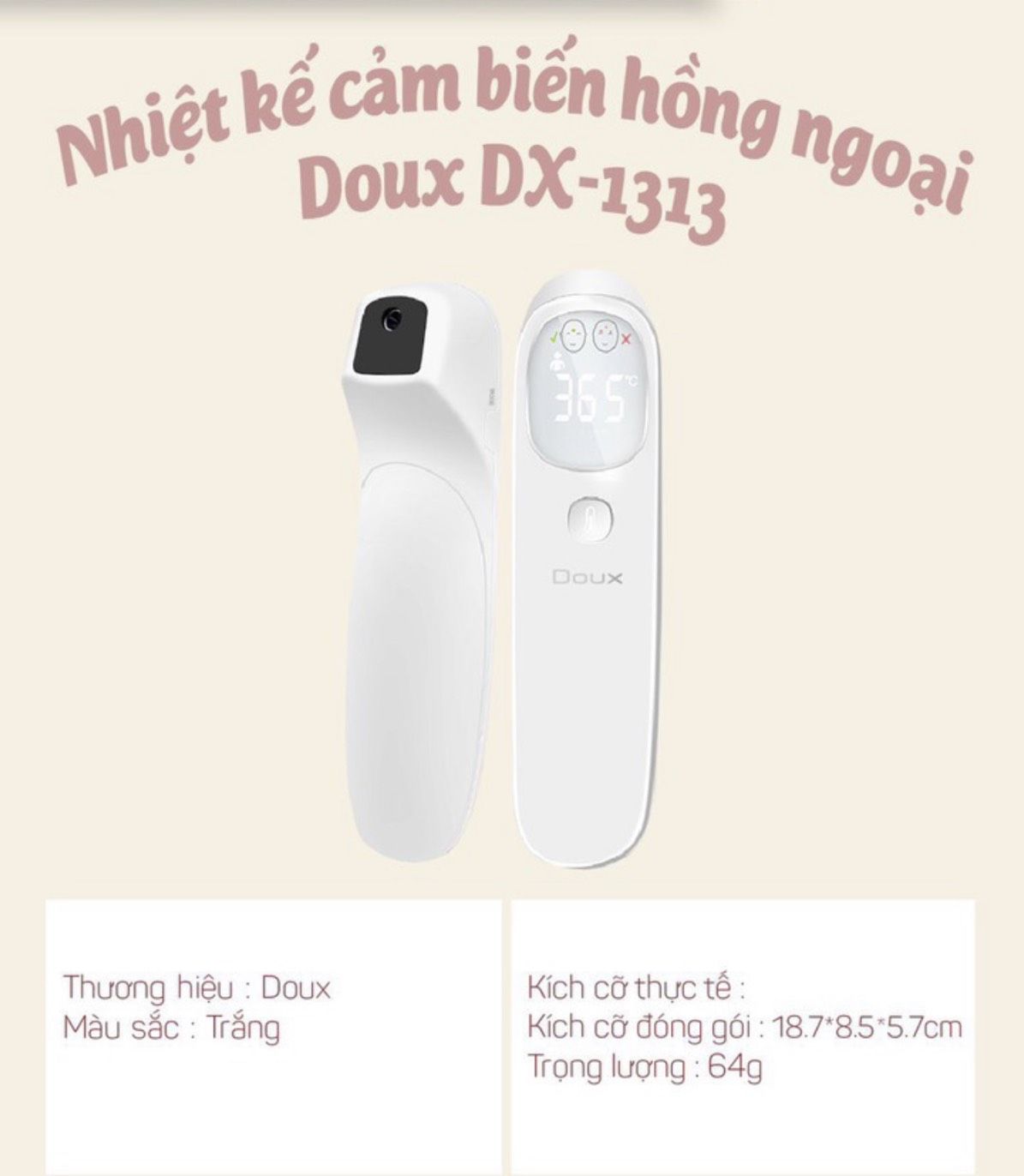 Doux - Nhiệt kế cảm biến hồng ngoại DX1313