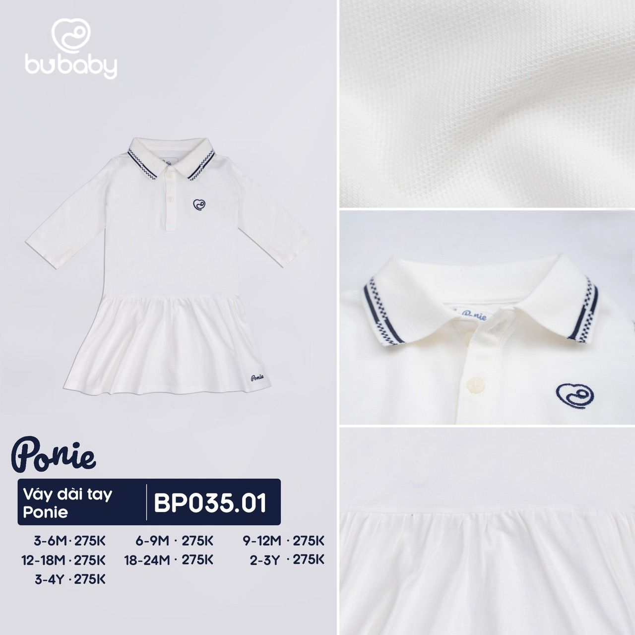 Bu baby - Váy dài tay Ponie BP035.01