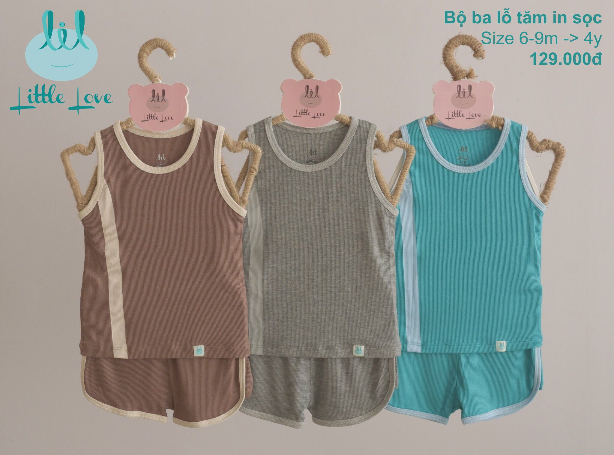 LIL - Bộ ba lỗ vải tăm sọc LBL150