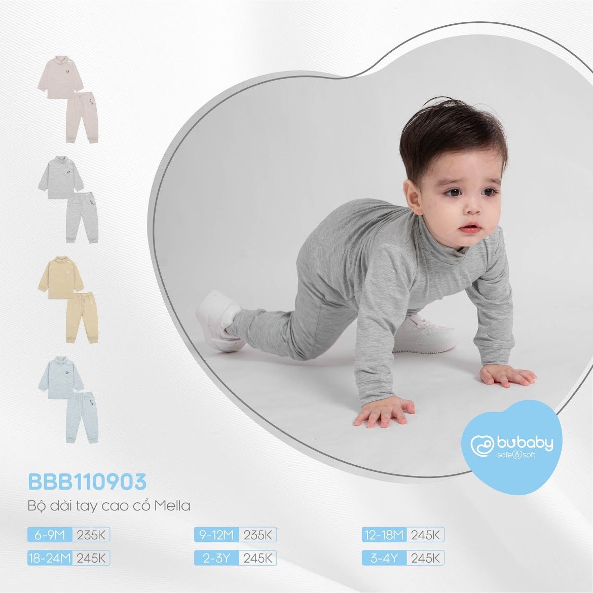 Bu baby - Bộ dài tay cao cổ Mella BBB110903