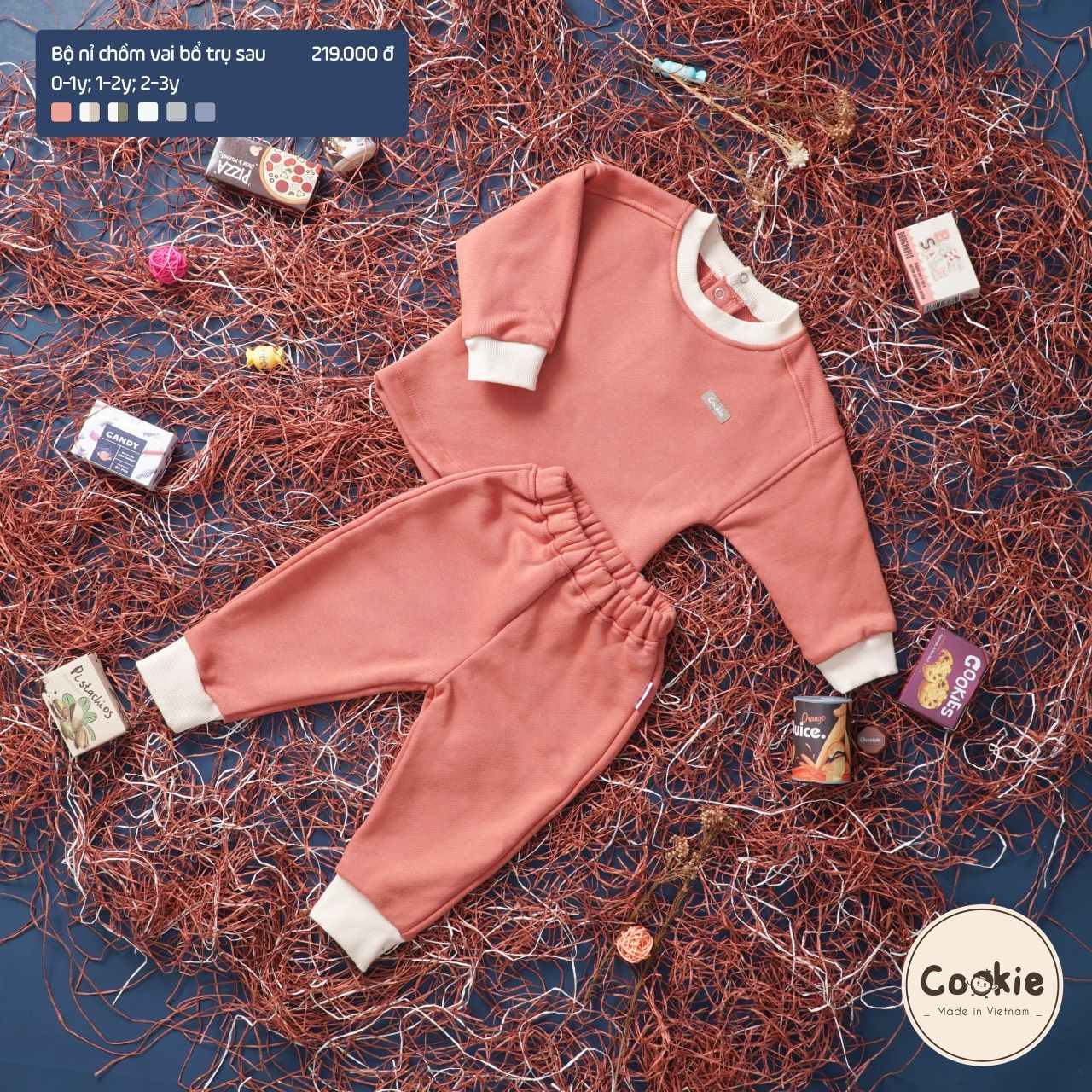 Cookie - Bộ nỉ chồm vai bổ trụ sau CK3285
