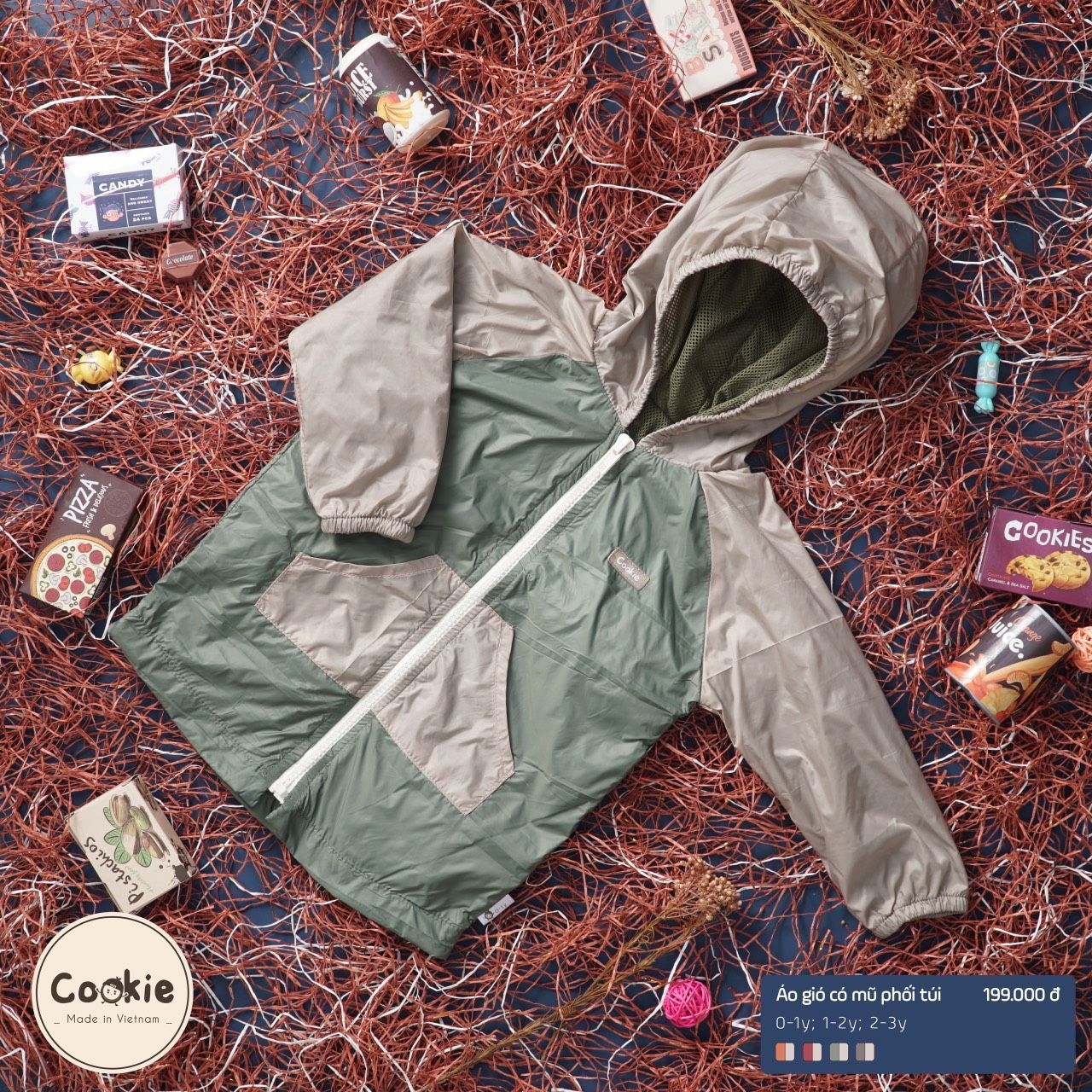 Cookie - Áo gió có mũ phối túi CK700520