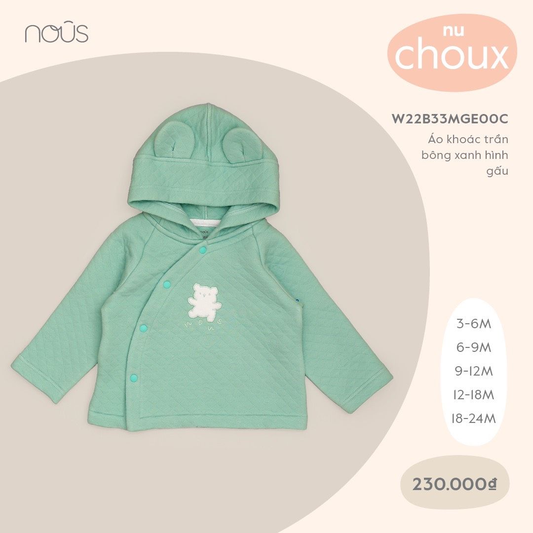 Nous - Áo khoác trần bông hình gấu W22BG33M
